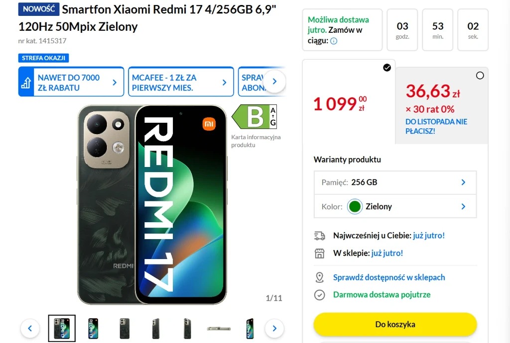 Xiaomi Redmi 17 доступний у польському магазині до офіційного релізу: 7500 мА•год та 4 ГБ оперативної пам’яті